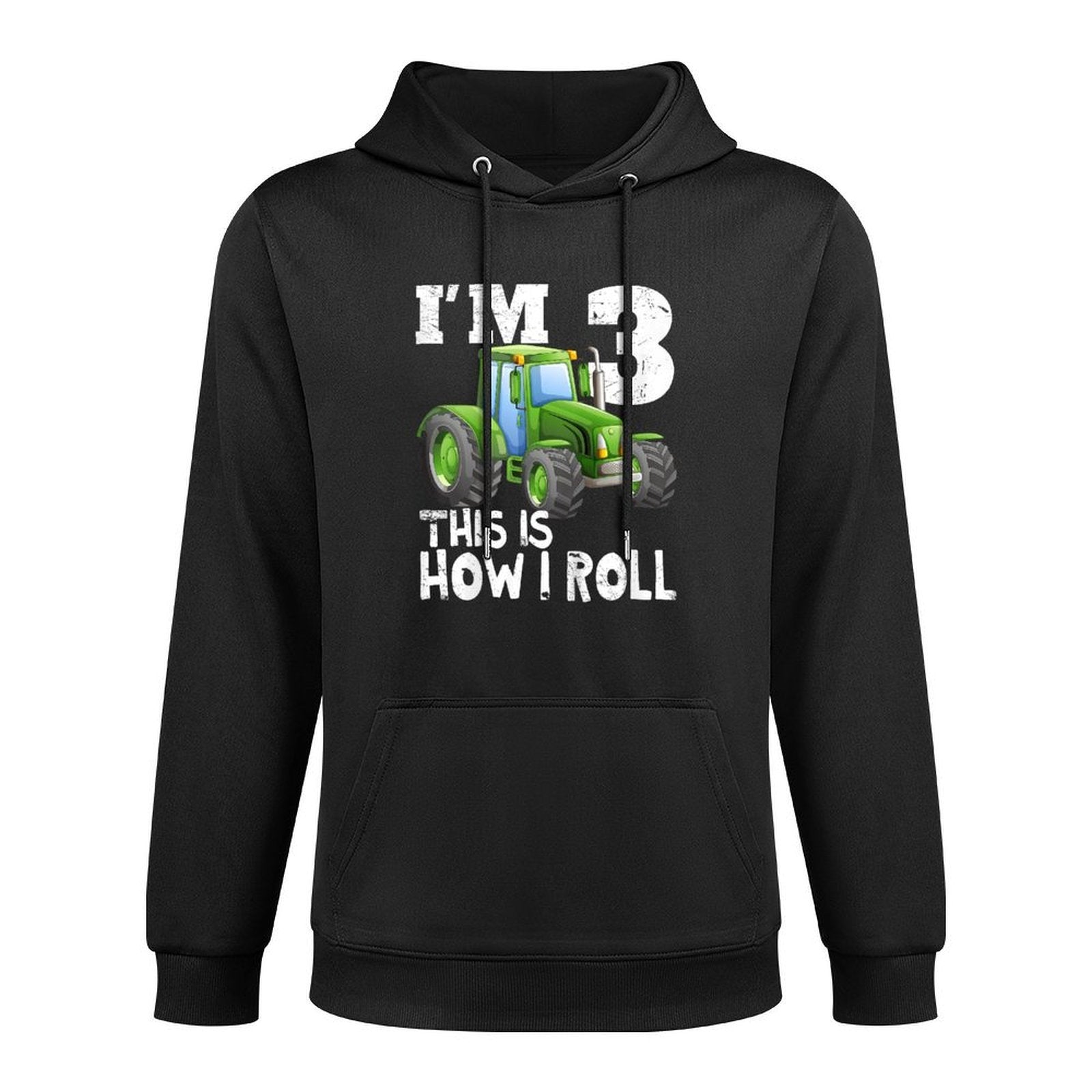 Green Farm Tractor 3rd Birthday Party Gift 3 Year Old Machine Washable Hoodie