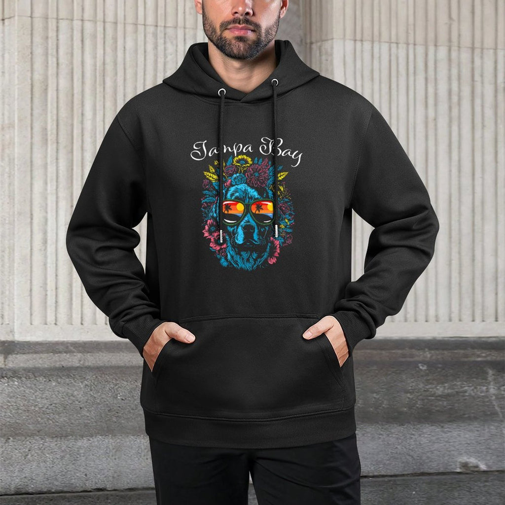 Tampa Bay FL Dog Wearing Sunglasses Abstract Design All-Day Comfort Hoodie