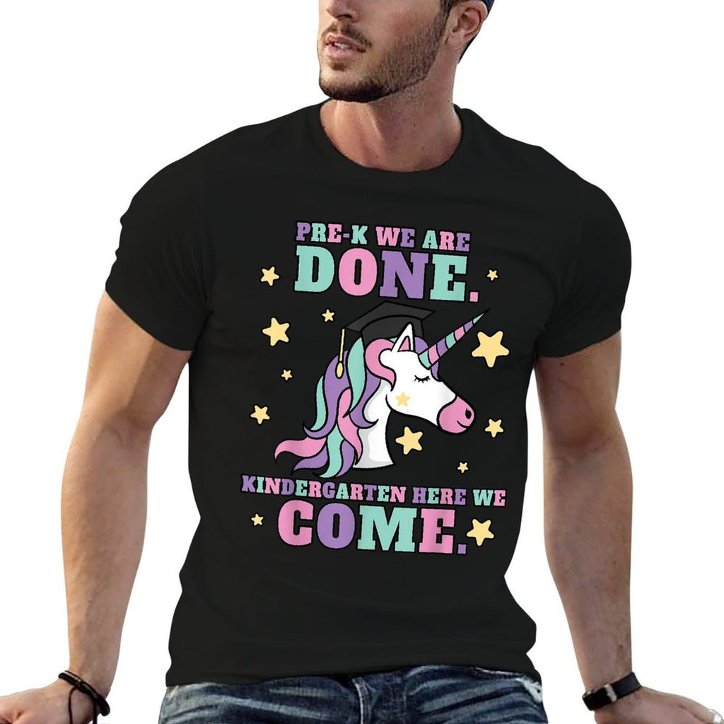 Girls Pre-K Graduation Magical Unicorn  Rolled Sleeves T-Shirt