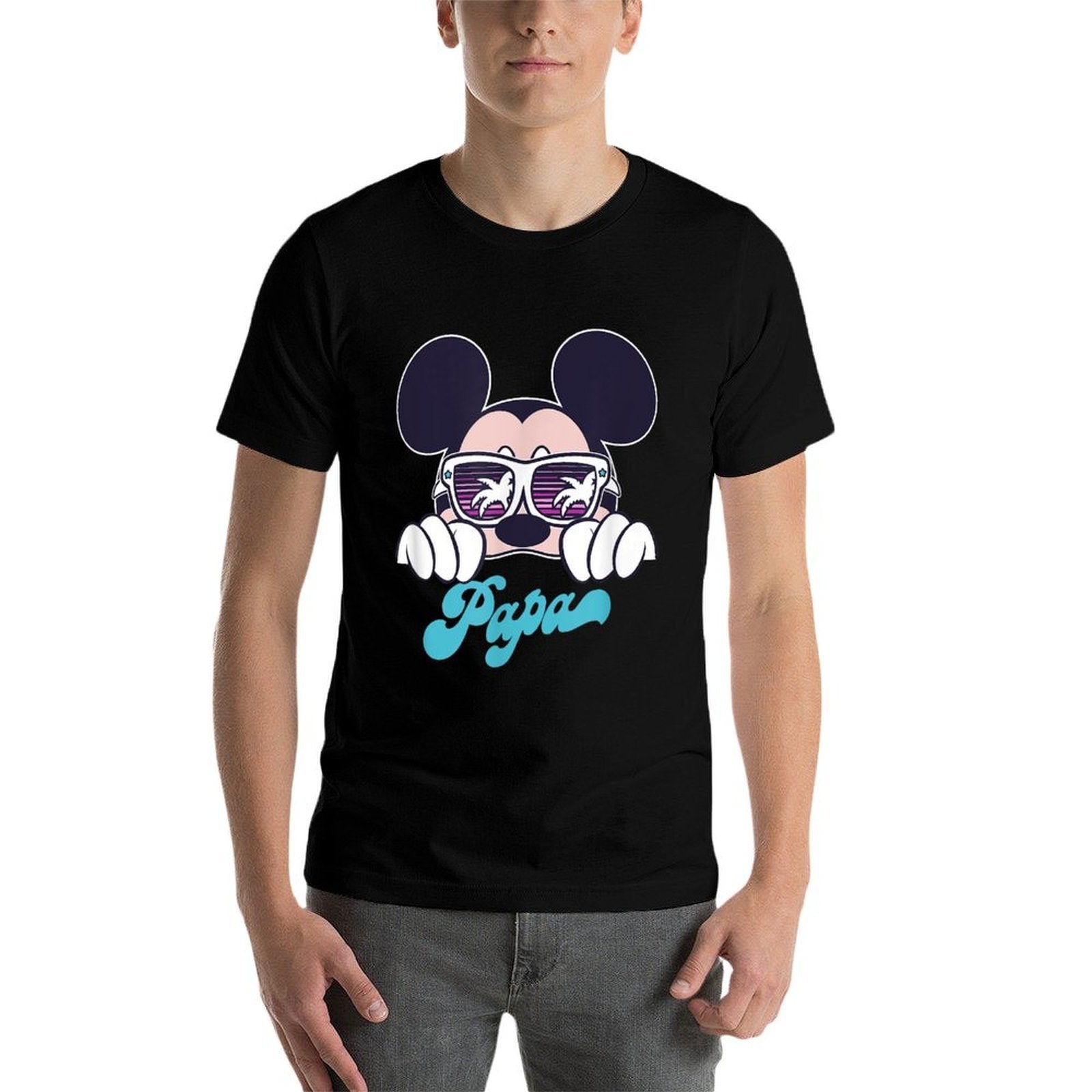 Disney Mickey And Friends Cool Mickey Summer Vibes Papa Logo  Slim-fit Cut T-Shirt