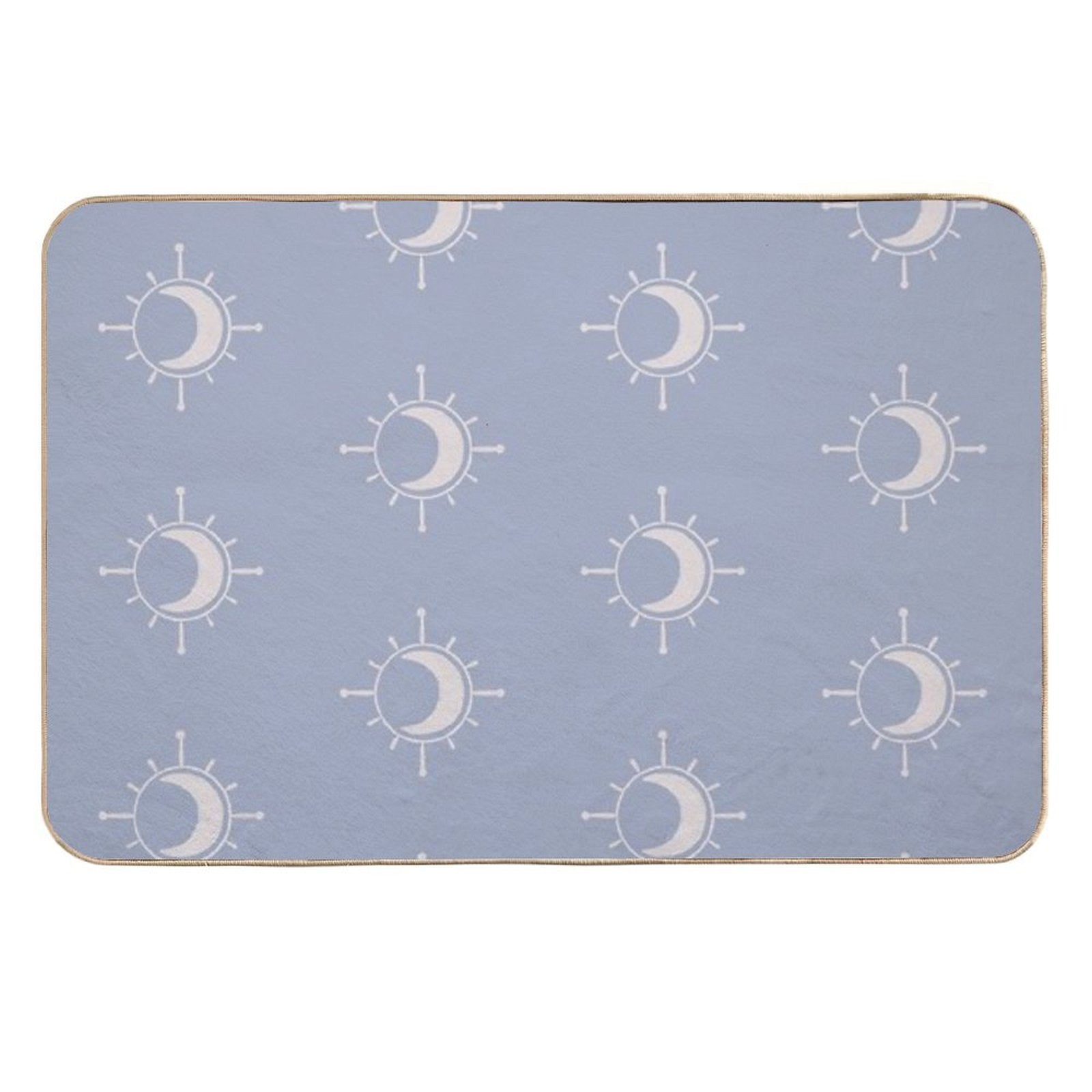Cosmic Sun And Moon Design Soft Aesthetic In Muted Colors Pigeon Blue  Long-Lasting Bath Mat
