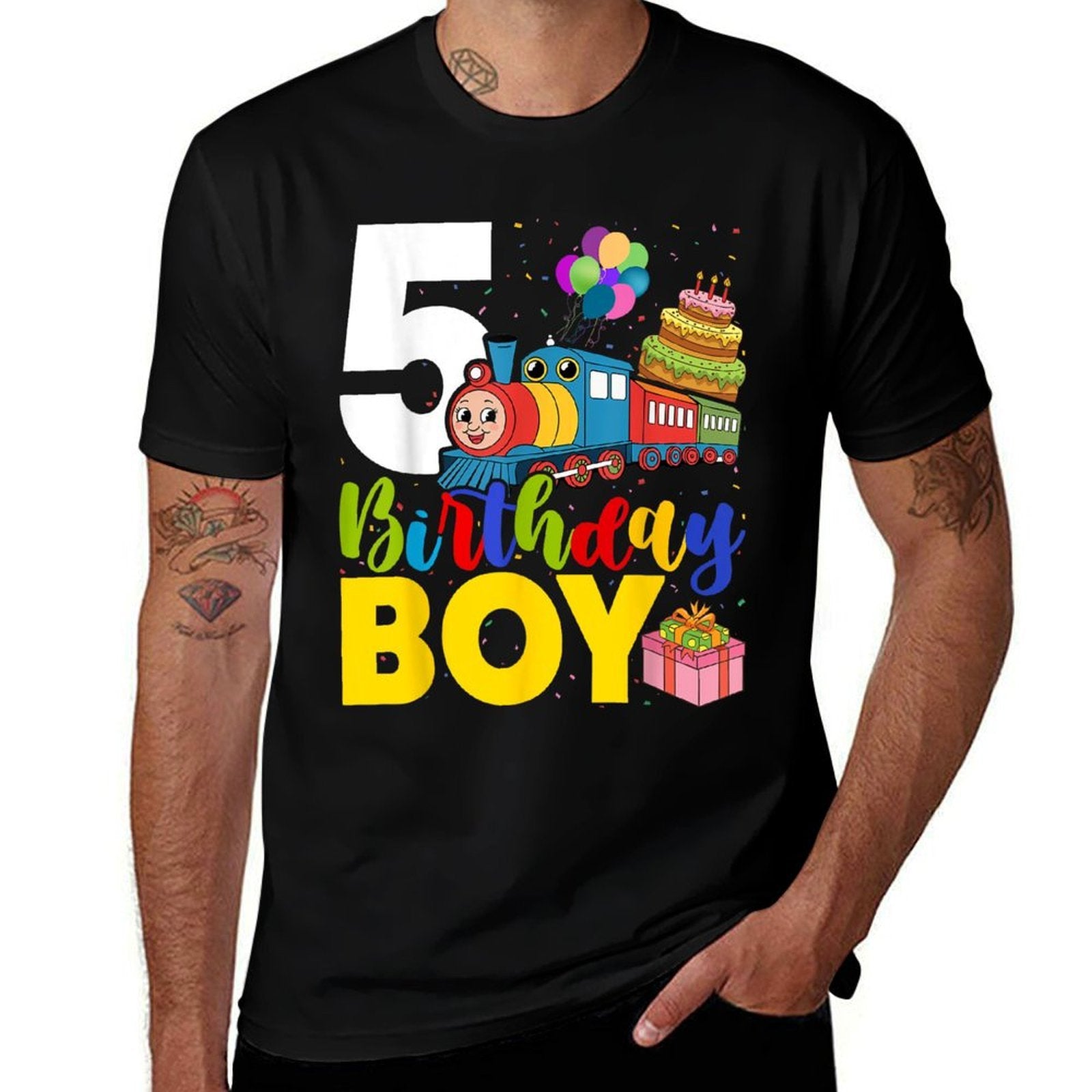 Kids 5th Birthday Train Boys 5 Years Old I'm Five  Durable T-Shirt