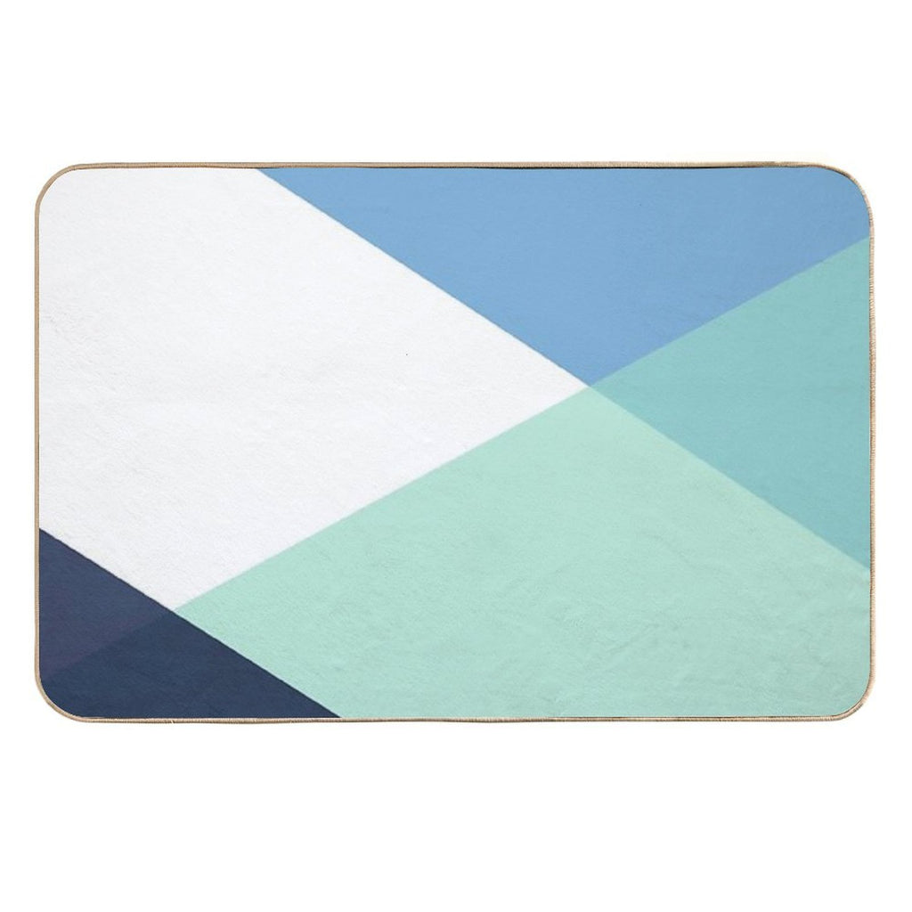Geometrics - Seafoam & Blue Concrete  Easy Maintenance Bath Mat