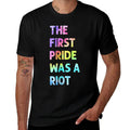 The First Pride Was A Riot Rainbow Watercolor  Rolled Sleeves T-Shirt