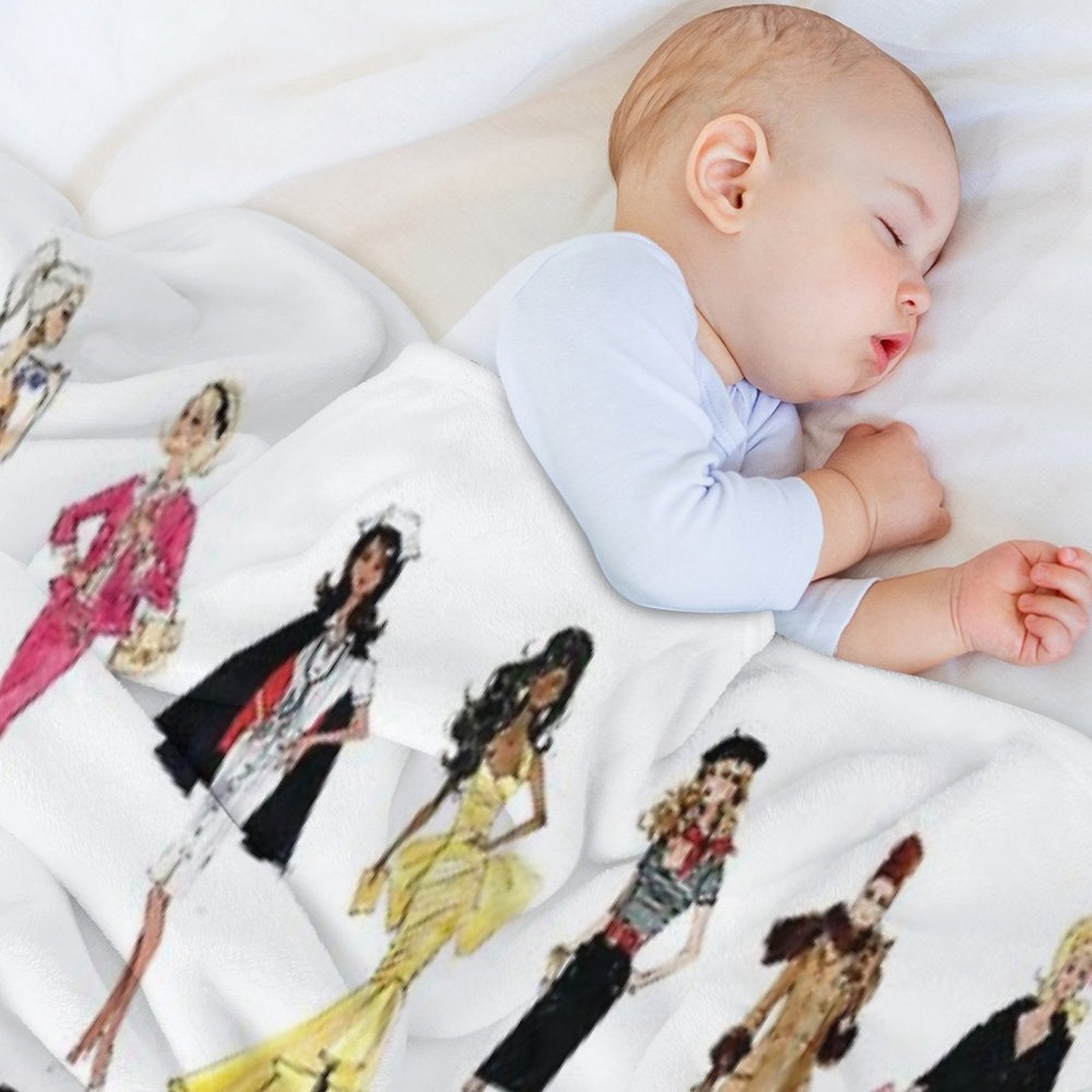 Vintage Doll Illustrations Eco-conscious Throw Blanket