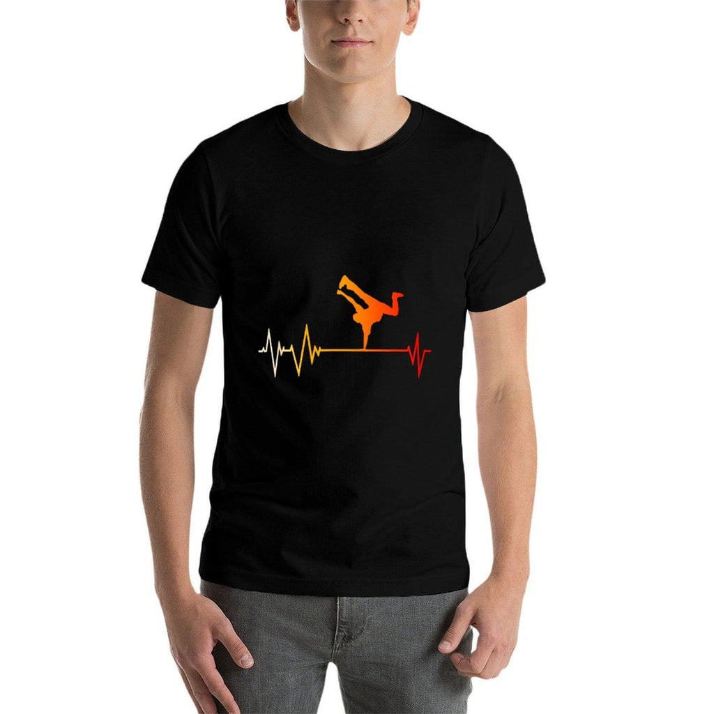 Great Breakdance Heartbeat Hip Hop Music Tricking  Trendy Pattern T-Shirt
