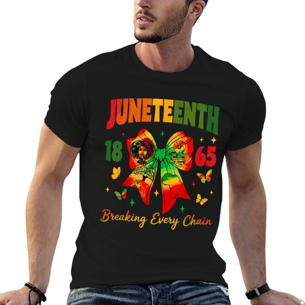Juneteenth Coquette Bow Breaking Every Chain Since 1865  Soft T-Shirt
