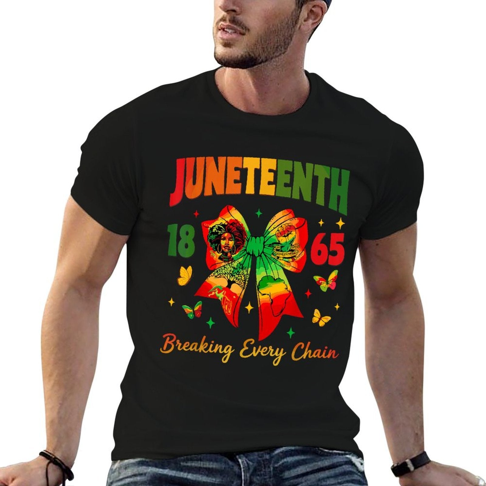 Juneteenth Coquette Bow Breaking Every Chain Since 1865  Soft T-Shirt