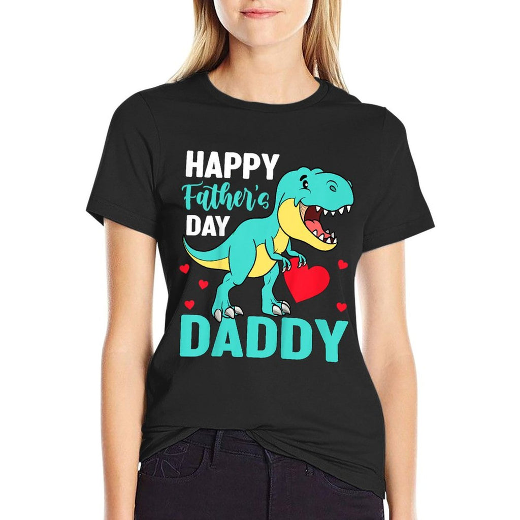 Kids Happy Fathers Day Daddy Trex Dino From Son Dad Toddler Boy  Polyester Blend T-Shirt