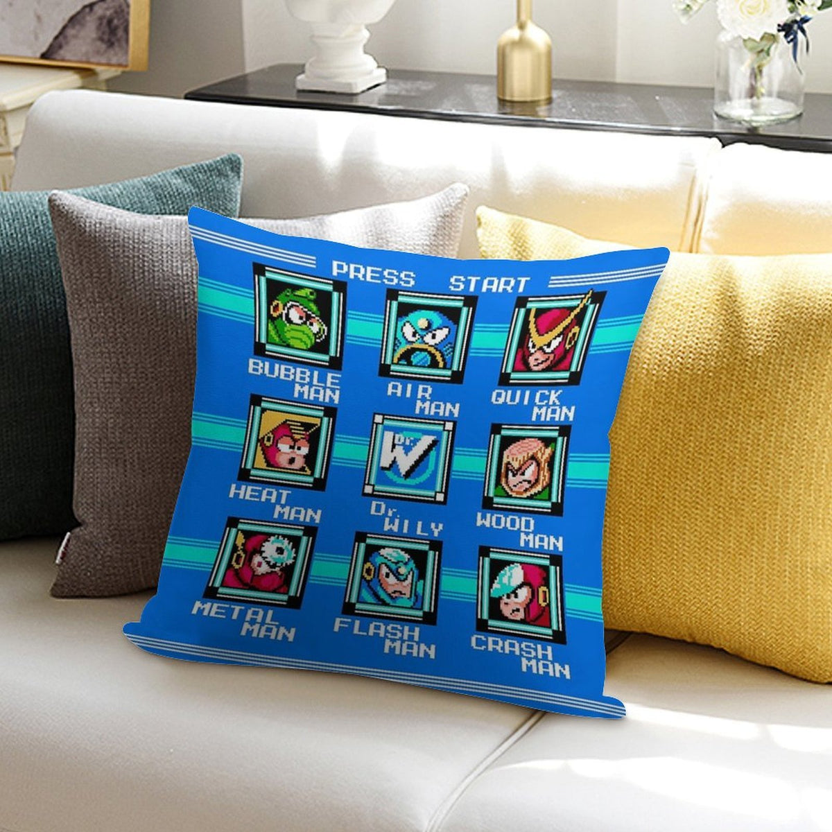 Megaman 2 Stage Select Soft Multiple Sizes Throw Pillow