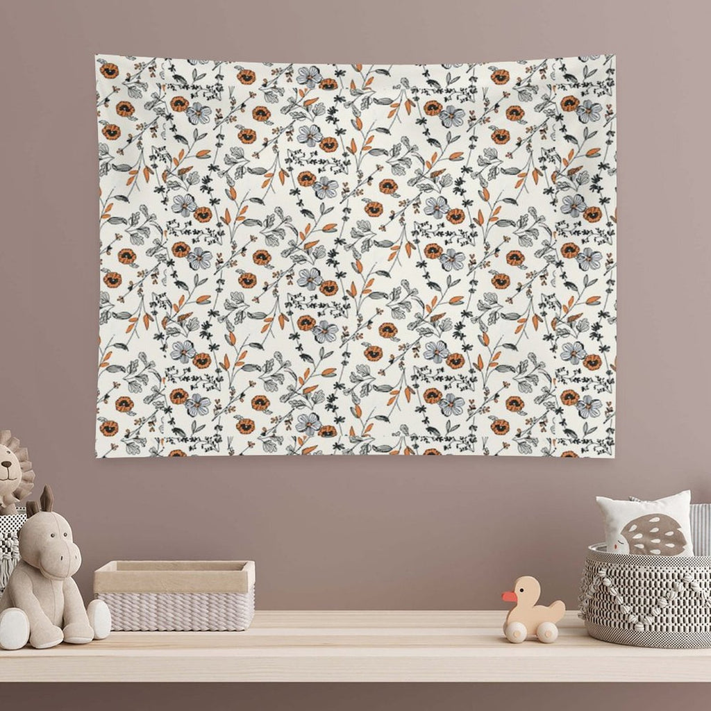 Orange Flower Pattern Tapestry