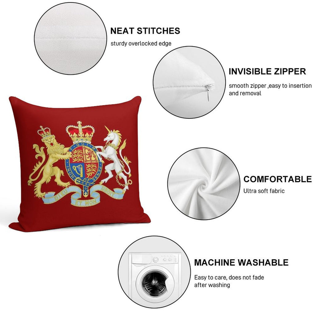 Royal Coat of Arms of The United Kingdom Soft Multiple Sizes Throw Pillow
