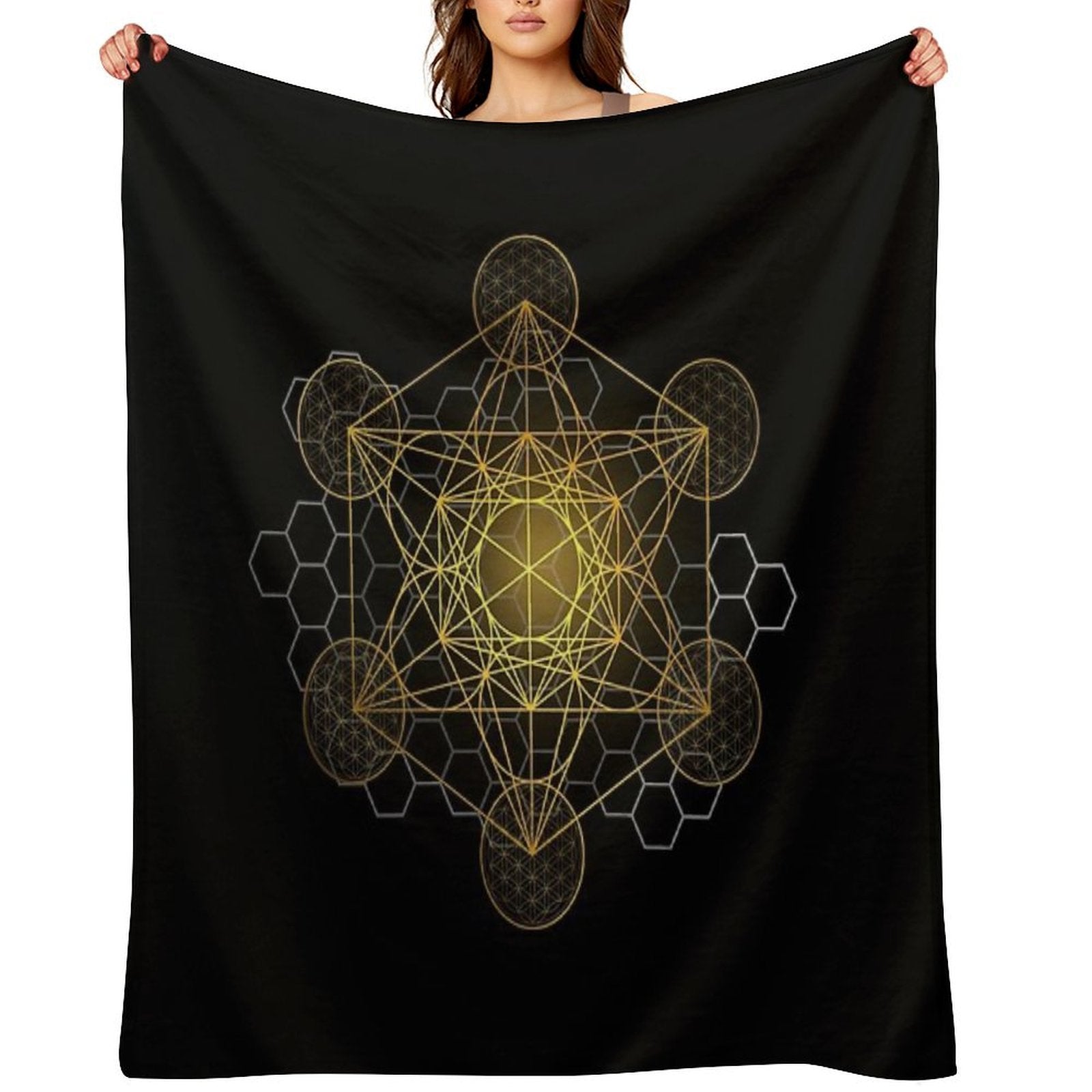 Sacred Geometry Metatron's Cube Quick-dry Throw Blanket