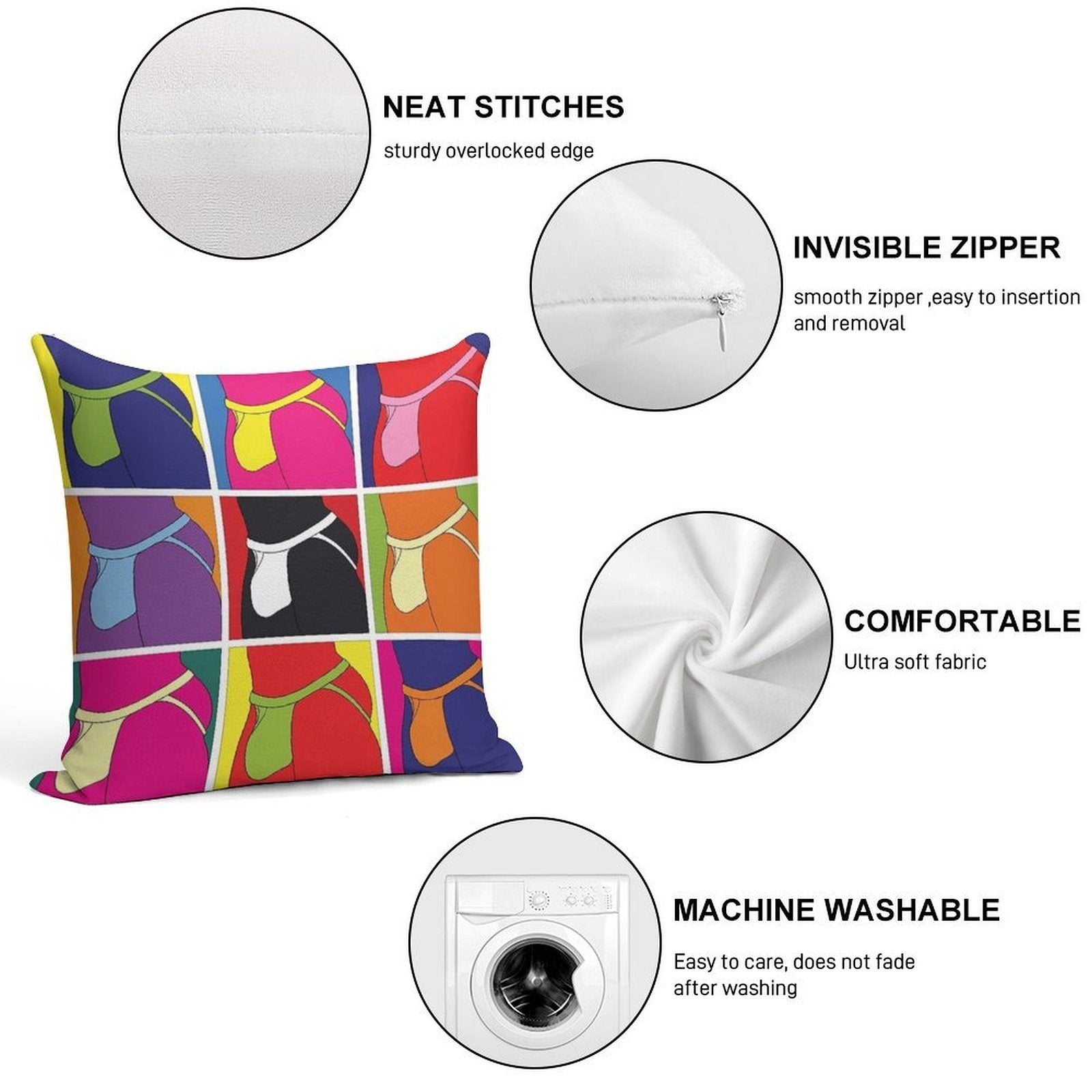 Pop Art Jockstrap Fantasy Nine Soft Ultra-Soft Texture Throw Pillow