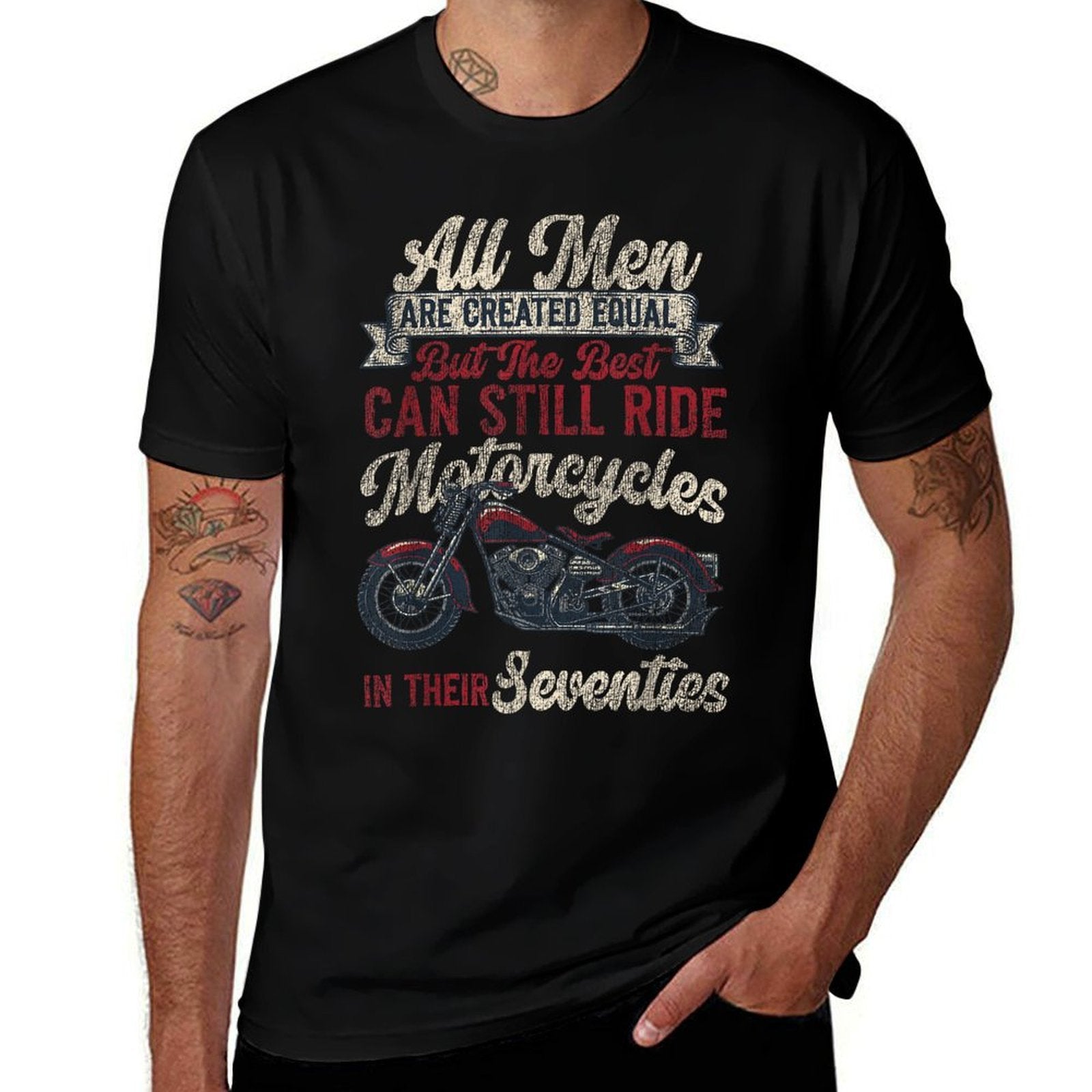 Classic Motorcycle Biker Grandpa 70th Birthday All Men Are  Soft T-Shirt