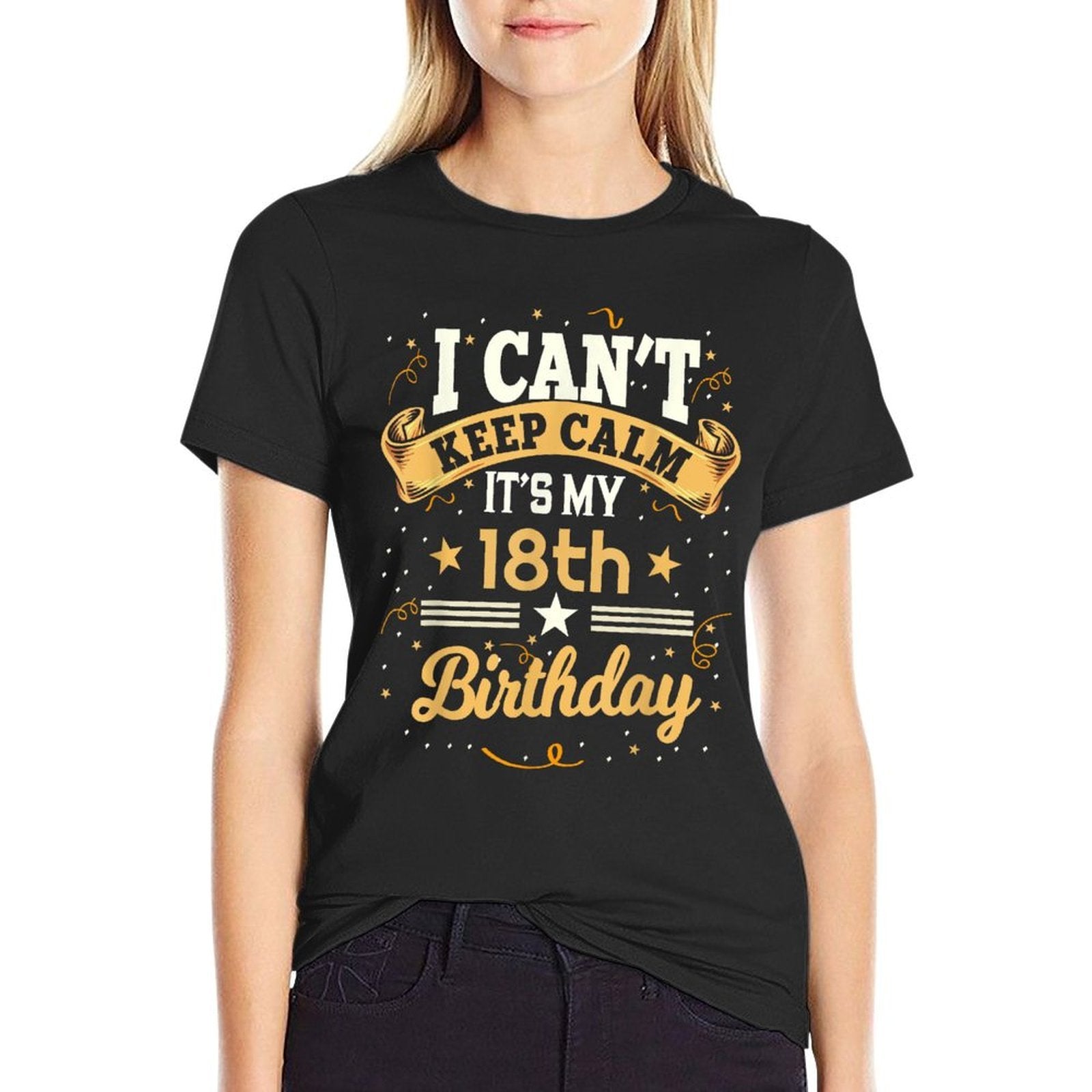 18 Year Old Shirt I Can't Keep Calm It's My 18th Birthday  Ribbed Collar T-Shirt