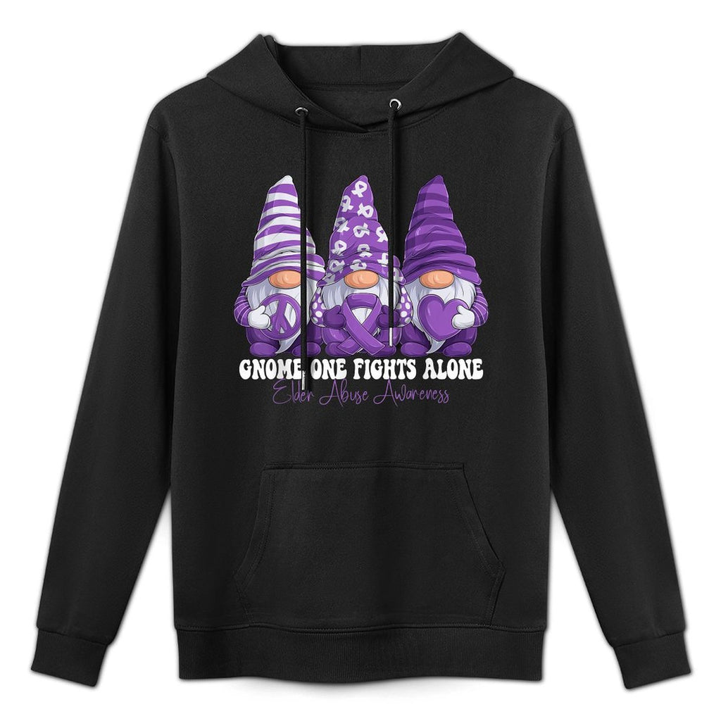 Elder Abuse Awareness Month Purple Ribbon Gnomies Support Casual Wear Hoodie