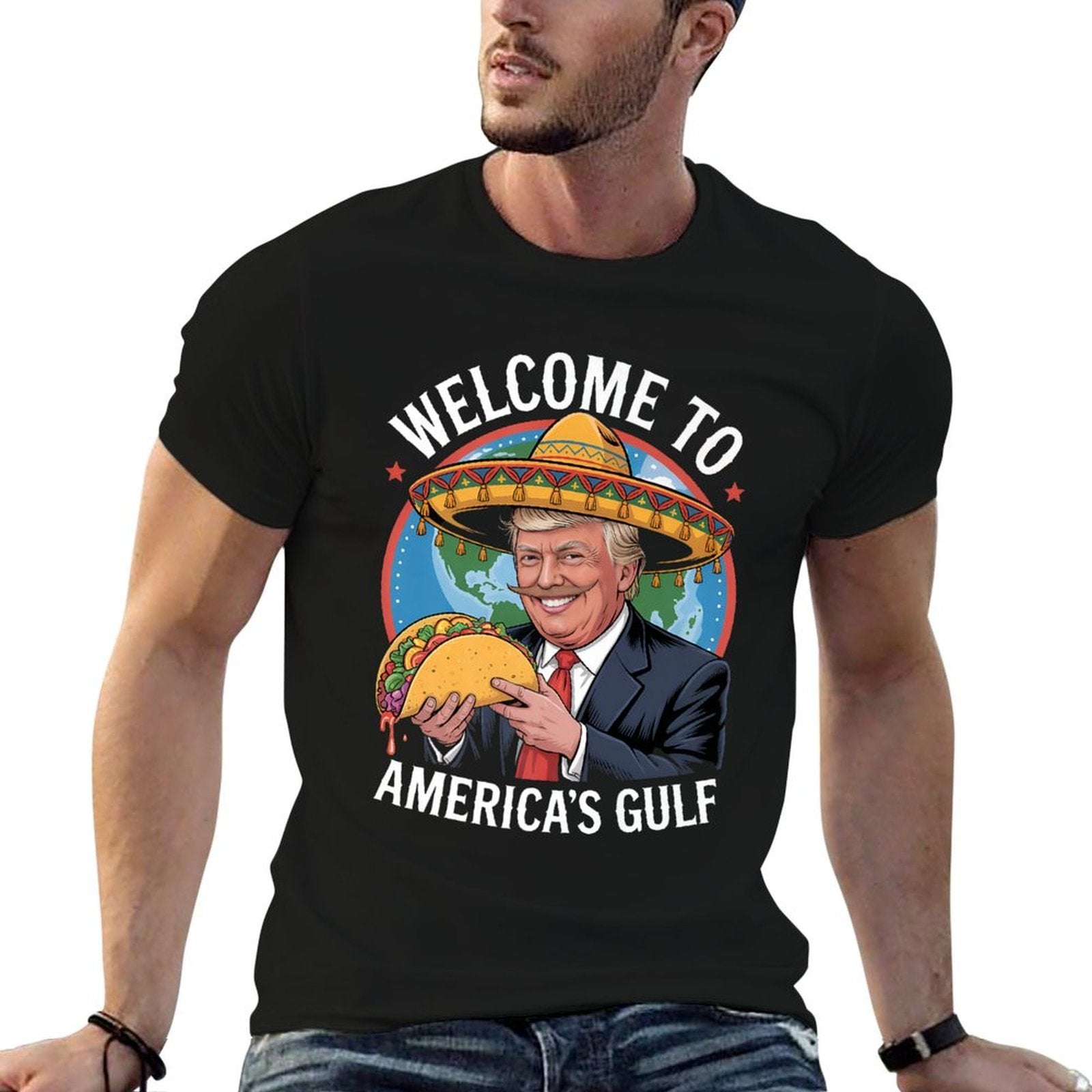 Funny American Graphic Welcome to Americas Gulf Premium  Heathered Texture T-Shirt