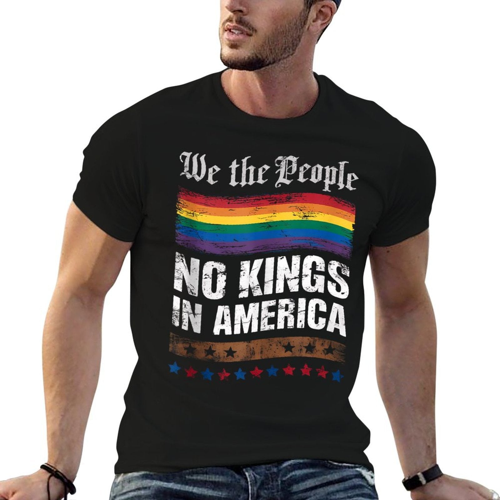 No Kings In America We The People Political Men Women  Slim-fit Cut T-Shirt