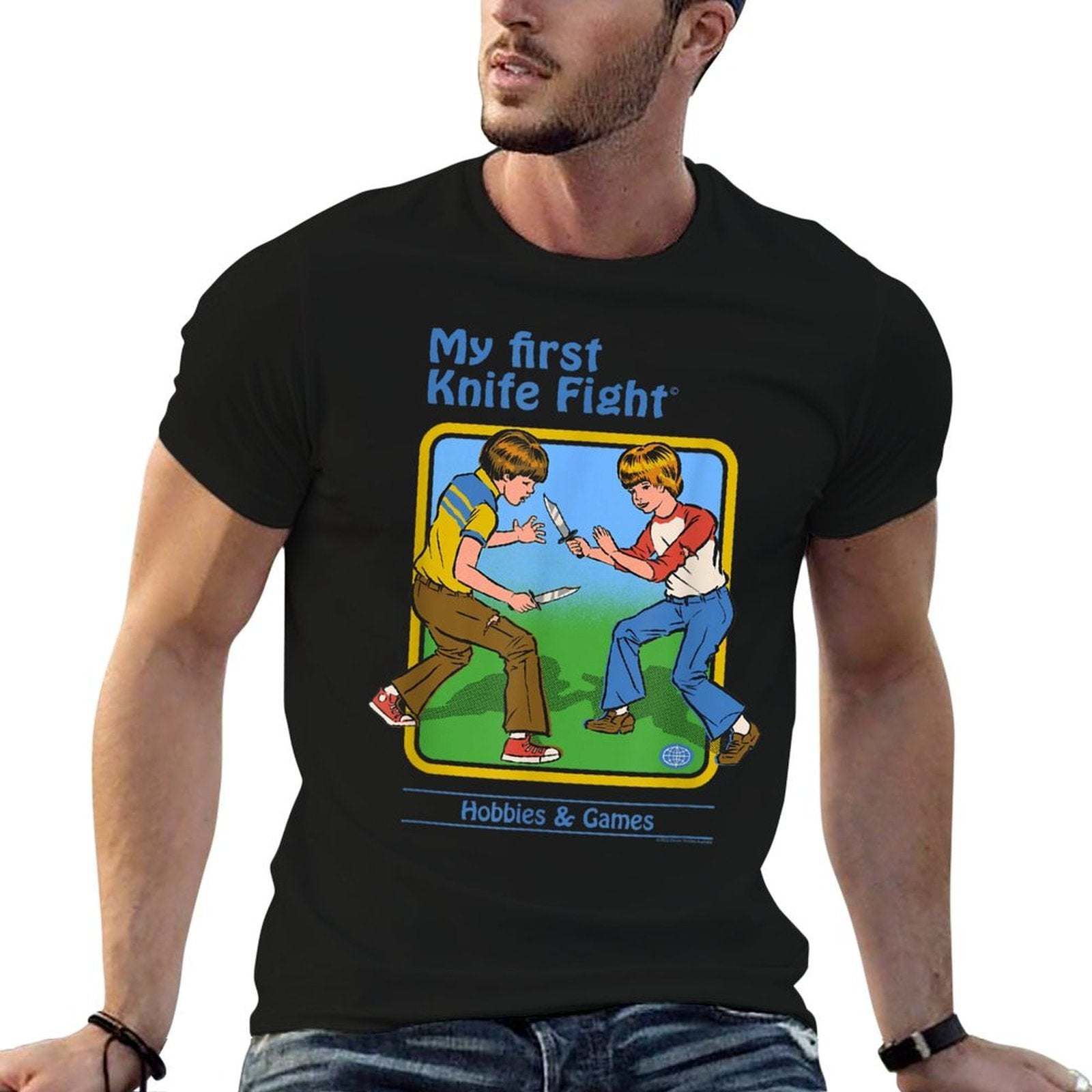 Steven Rhodes My First Knife Fight Retro Dark Humor  Quick-drying T-Shirt