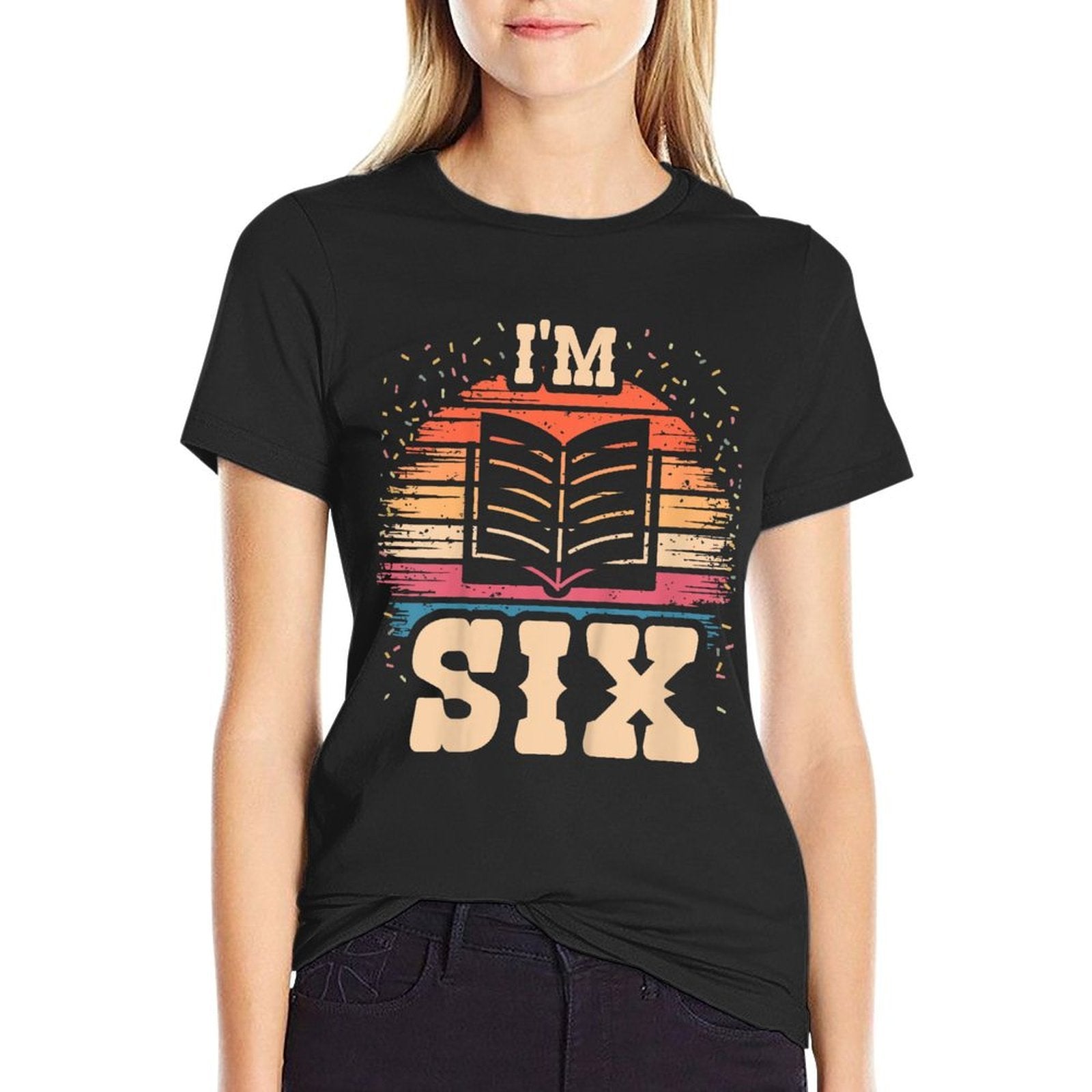 Kids Reading 6 Year Old Birthday Boy Girl 6th Books Birthday  Relaxed-fit T-Shirt