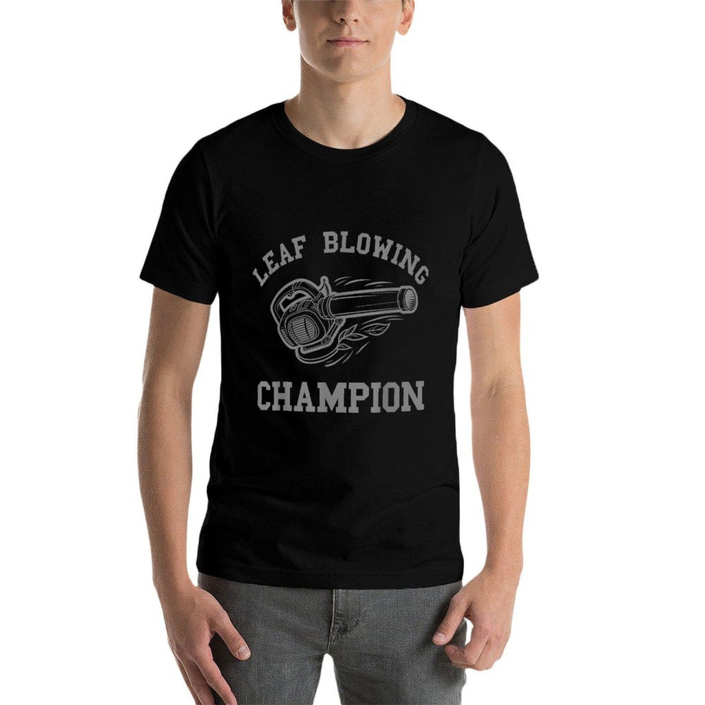 Leaf Blower Mens Leaf Blowing Champion Funny Lawn Care Yard  Ribbed Collar T-Shirt