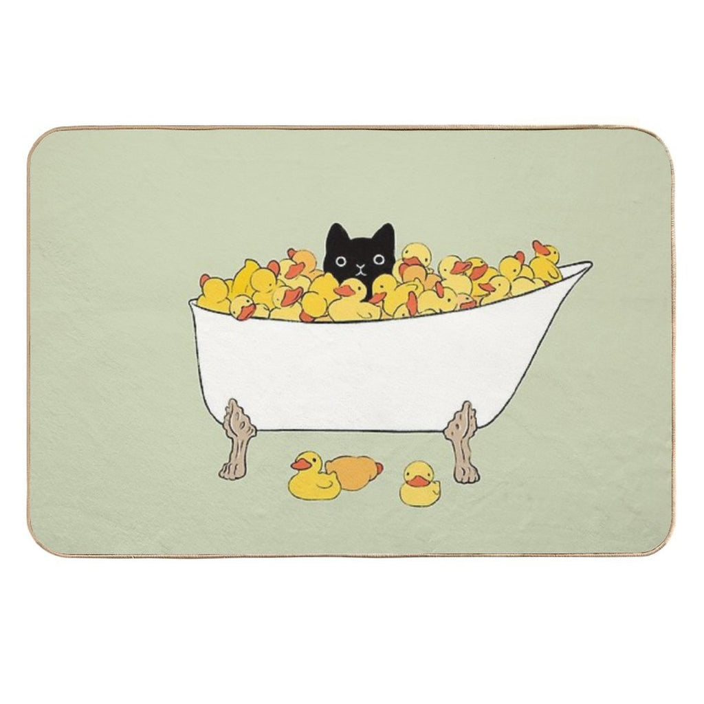 Black Kitty In Bathtub  Long-Lasting Bath Mat