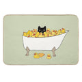 Black Kitty In Bathtub  Long-Lasting Bath Mat