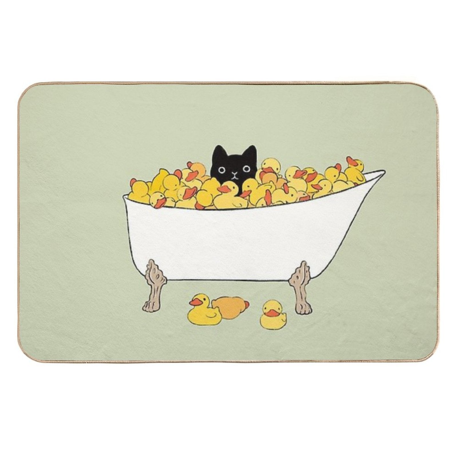 Black Kitty In Bathtub  Long-Lasting Bath Mat