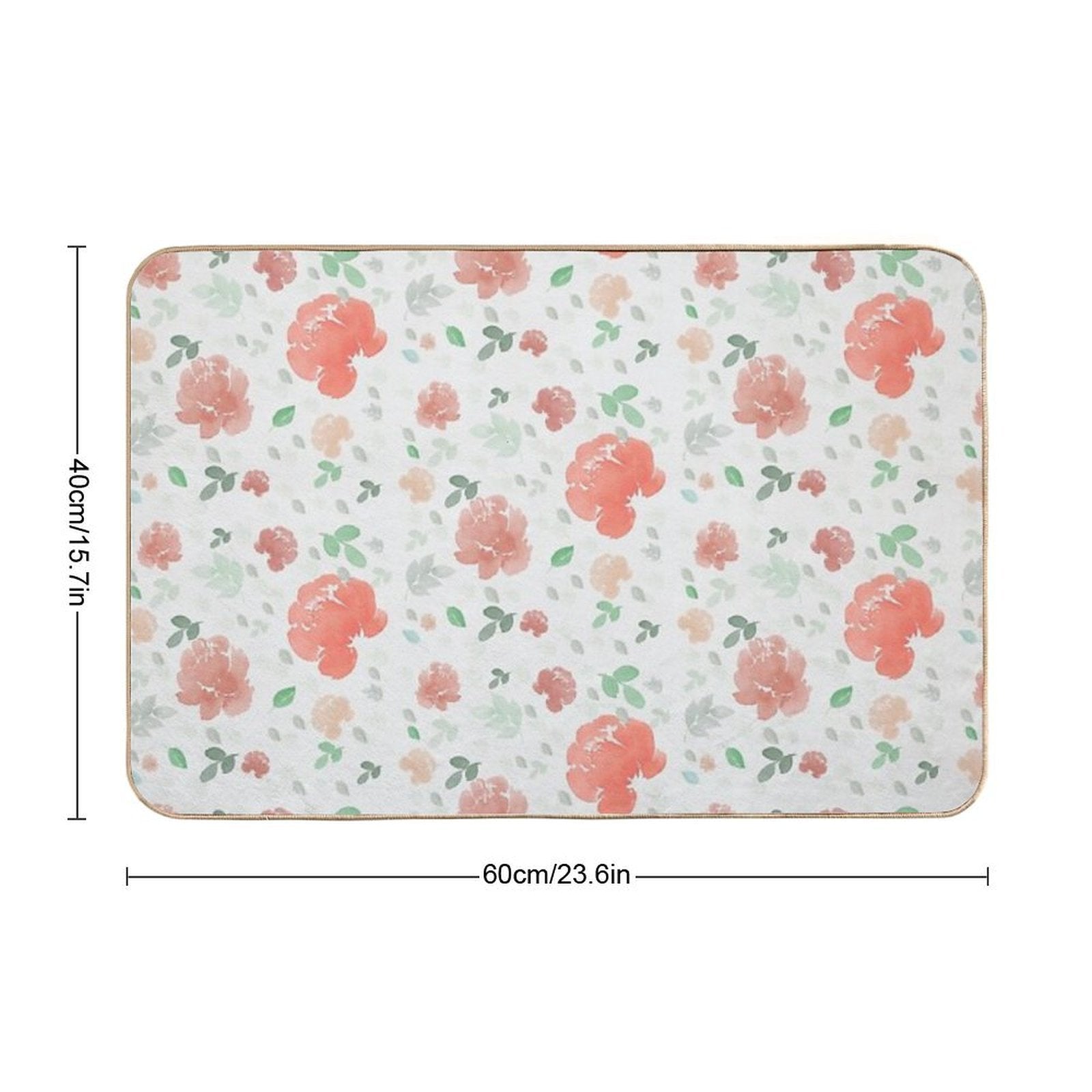 Watercolor Flowers Peonies  Stain-Proof Bath Mat
