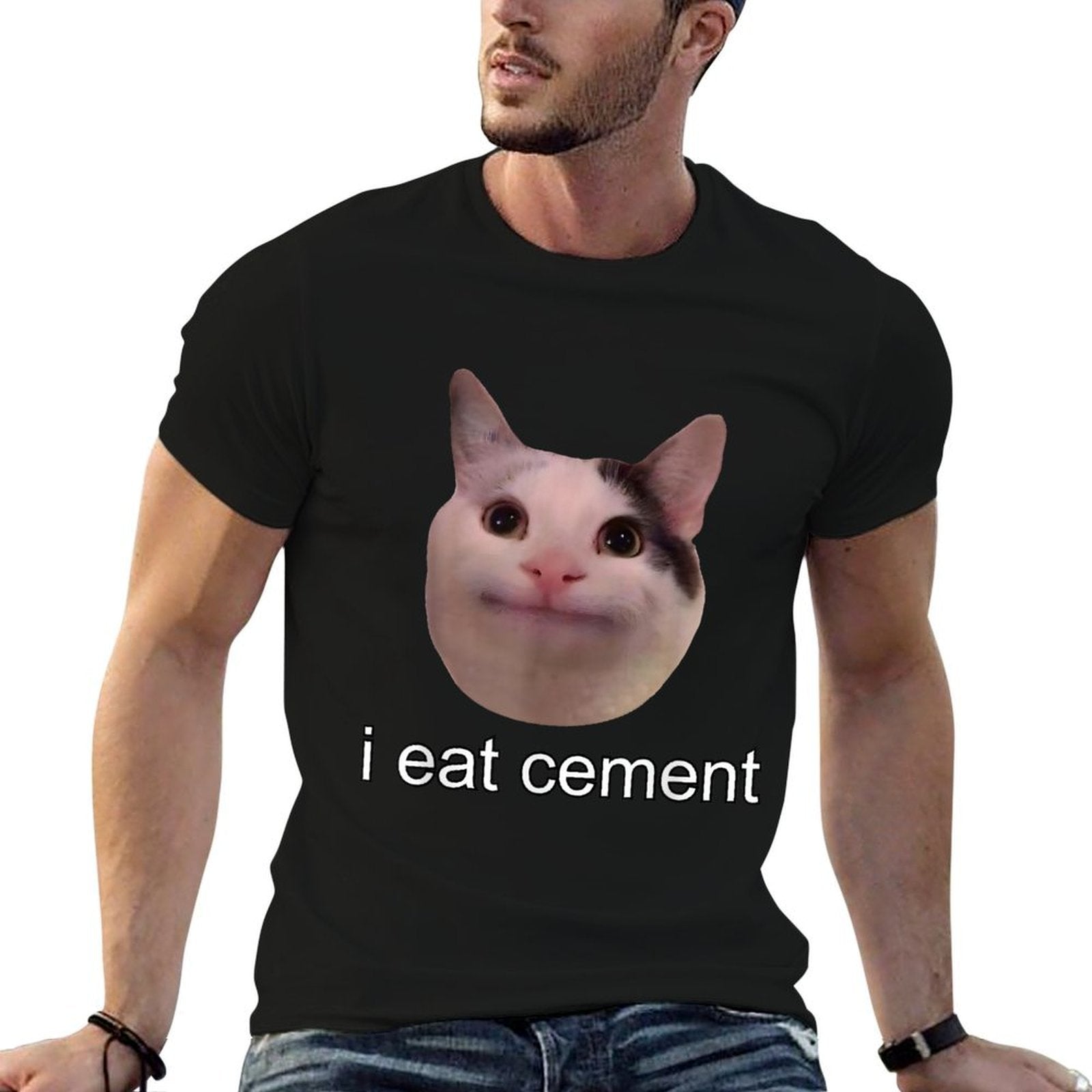 I Eat Cement Cursed Cat Funny Oddly Specific Meme  Durable T-Shirt