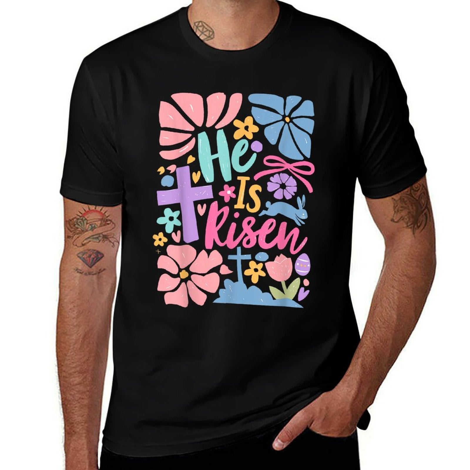 He Is Risen Easter Cross Coquette Jesus Christian Religious  Affordable Price T-Shirt