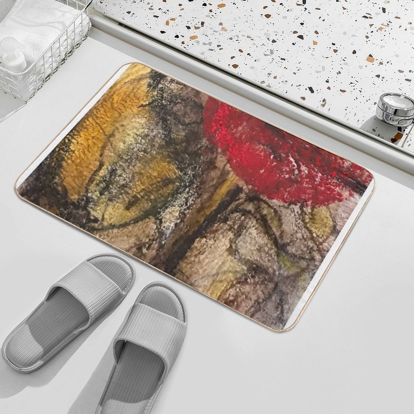 Deep Dive Red  Easy Maintenance Bath Mat