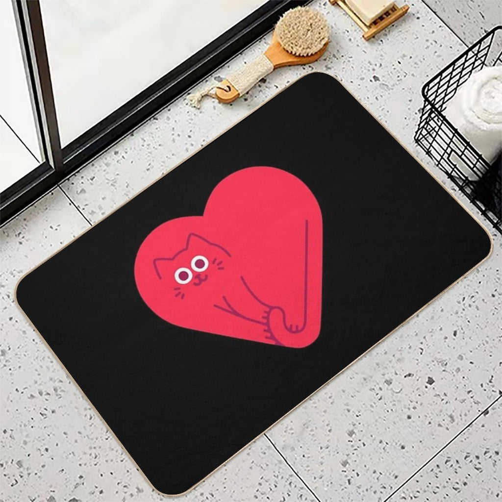 Cute Cat Heart  Toxin-Free Bath Mat