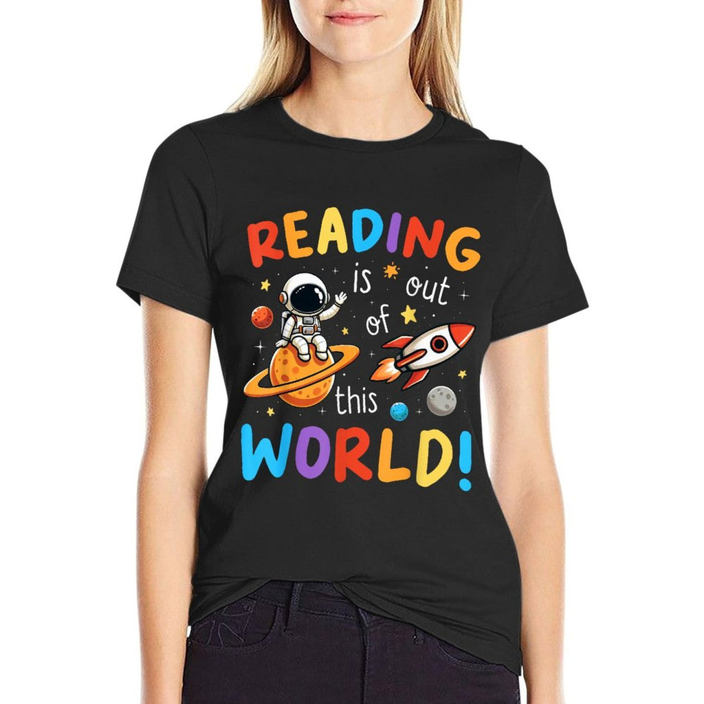 Reading Is Out Of This World Space Funny Books Lover Kids  Rolled Sleeves T-Shirt