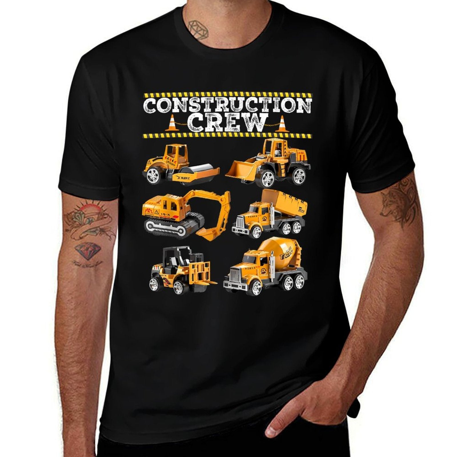 Construction Crew Worker Excavator Matching Birthday Boy  Relaxed-fit T-Shirt
