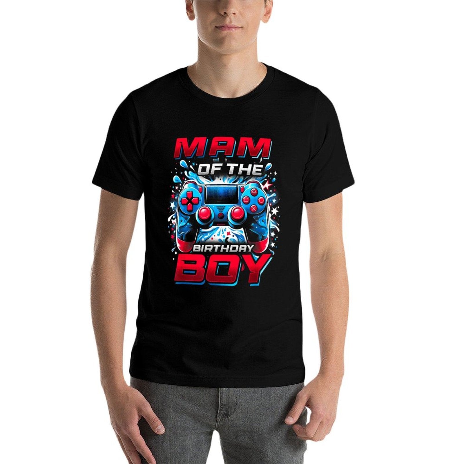 Mam of The Birthday Boy Matching Video Game Birthday  Rolled Sleeves T-Shirt